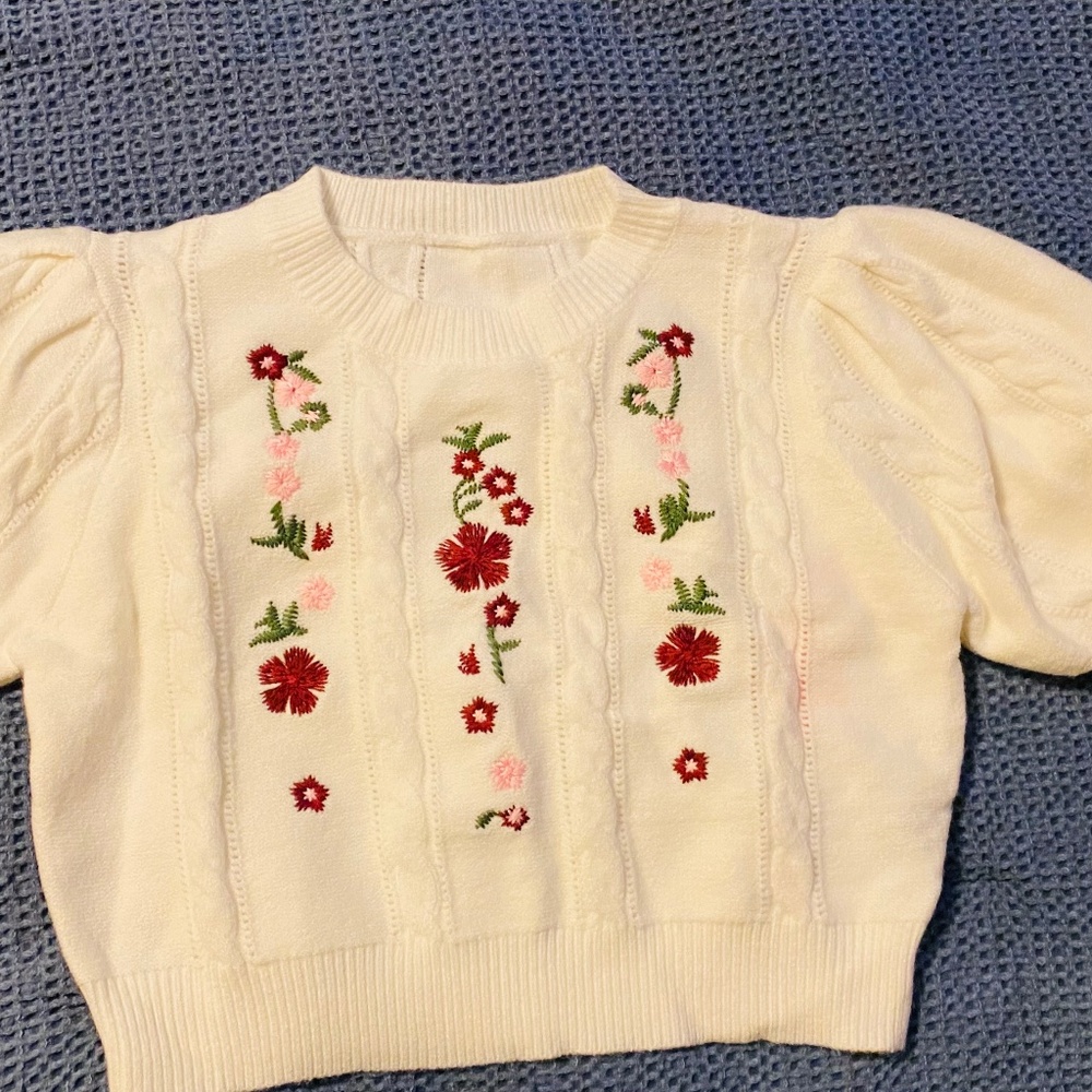 Knit short sleeve top